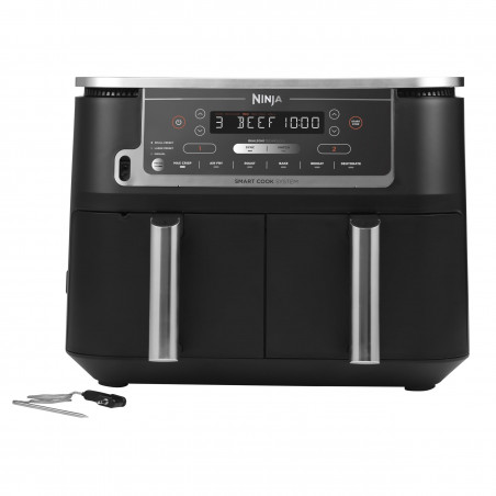 Friteuza dubla cu aer cald Ninja AF451EU, 2470W, 9.5L, 6 programe, Zone independente, Sincronizare, Negru