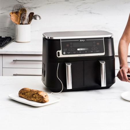 Friteuza dubla cu aer cald Ninja AF451EU, 2470W, 9.5L, 6 programe, Zone independente, Sincronizare, Negru