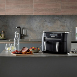 Friteuza dubla cu aer cald Ninja AF451EU, 2470W, 9.5L, 6 programe, Zone independente, Sincronizare, Negru