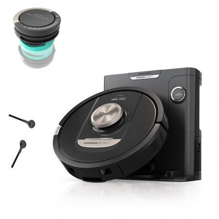 Aspirator robot Shark PowerDetect RV2820VEEU, 650W, 0.3 L, 360° LiDAR, Autonomie pana la 110 min, DirtDetect, Negru