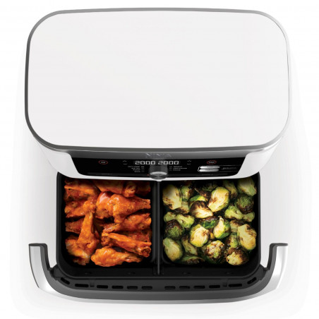 Friteuza dubla cu aer cald Ninja AF500EUWH, 10.4 L, 7 programe, Timer, Zone independente, Alb