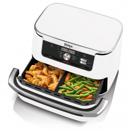 Friteuza dubla cu aer cald Ninja AF500EUWH, 10.4 L, 7 programe, Timer, Zone independente, Alb