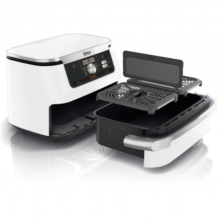Friteuza dubla cu aer cald Ninja AF500EUWH, 10.4 L, 7 programe, Timer, Zone independente, Alb