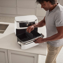 Friteuza dubla cu aer cald Ninja AF500EUWH, 10.4 L, 7 programe, Timer, Zone independente, Alb