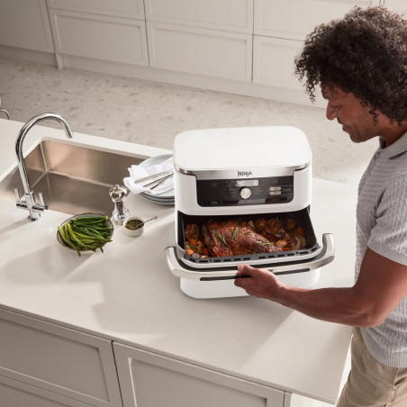 Friteuza dubla cu aer cald Ninja AF500EUWH, 10.4 L, 7 programe, Timer, Zone independente, Alb