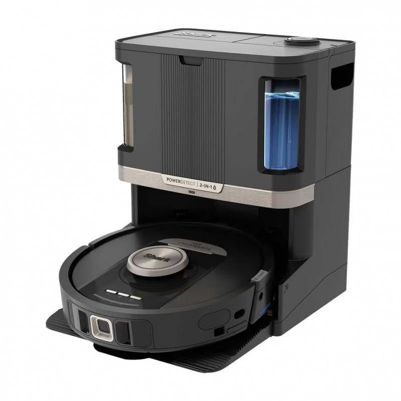 Aspirator robot Shark PowerDetect Max RV2800ZEEU, 650W, 0.3 L, 372 m², 360° LiDAR, Autonomie pana la 110 min, Detectare margini umede, Negru