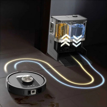Aspirator robot Shark PowerDetect Max RV2800ZEEU, 650W, 0.3 L, 372 m², 360° LiDAR, Autonomie pana la 110 min, Detectare margini umede, Negru
