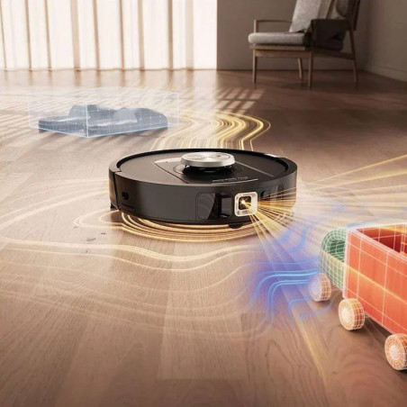 Aspirator robot Shark PowerDetect Max RV2800ZEEU, 650W, 0.3 L, 372 m², 360° LiDAR, Autonomie pana la 110 min, Detectare margini umede, Negru