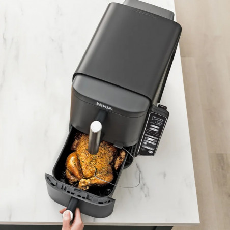 Friteuza dubla cu aer cald Ninja SL451EU, 2470W, 9.5L, Termometru digital, 2 cosuri, 6 programe, Max Crisp, Sync & Match, Gri