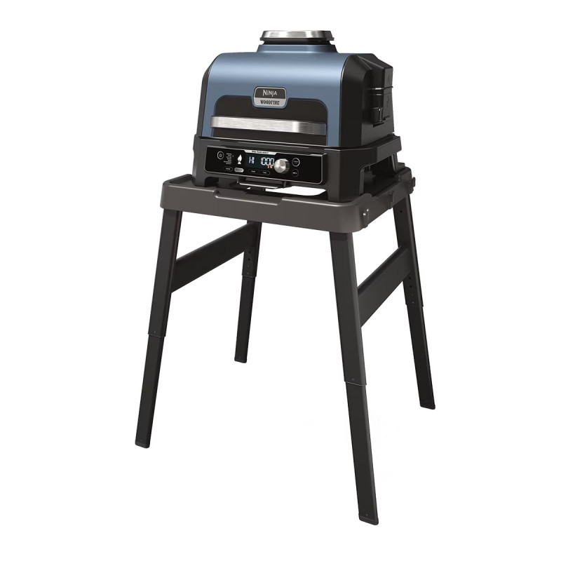 Gratar electric Ninja OG901EU, SMART, 1700W, 7 programe, 45x29 cm, 260C, Ceramica Plocha, Tehnologie Woodfire, IPX4, Negru/Albastru