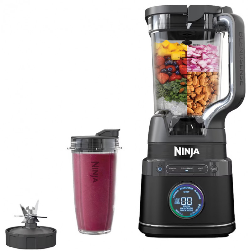 Blender Ninja Detect Power Pro & Single Serve TB301EU, 1200W, 2.1L, 10 viteze + Puls, BlendSense, Torque Detect, Timer, Ingredient Recognition, Negru