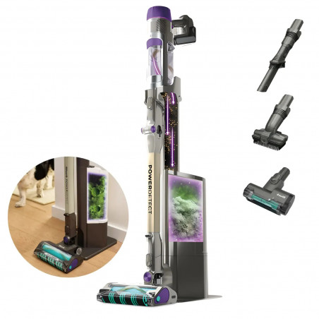 Aspirator vertical Shark IP3251EUT, 380W, 0.7 L, PowerDetect, Brat rabatabil, Autonomie 70 min, Gri/Violet