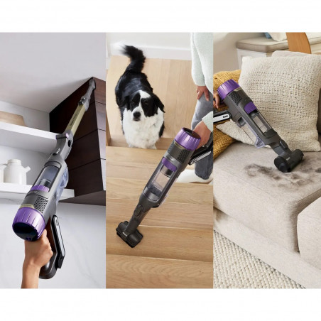 Aspirator vertical Shark IP3251EUT, 380W, 0.7 L, PowerDetect, Brat rabatabil, Autonomie 70 min, Gri/Violet