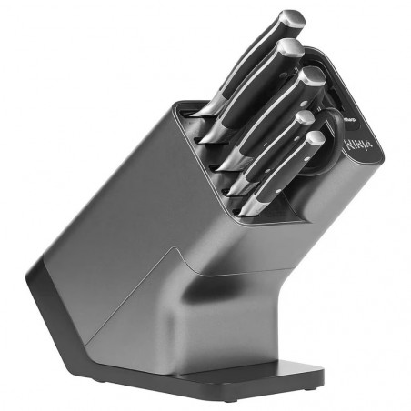 Set cutite cu ascutitor si suport Ninja K32014EUUK, 6 piese, StaySharp, Design ergonomic, Argintiu/Negru