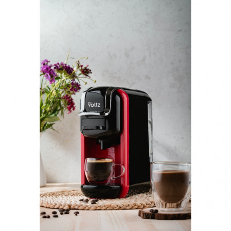 Espressor cafea macinata si capsule 8в1 Oliver Voltz OV51171B5, 1450W, 19 bar, Negru/Rosu