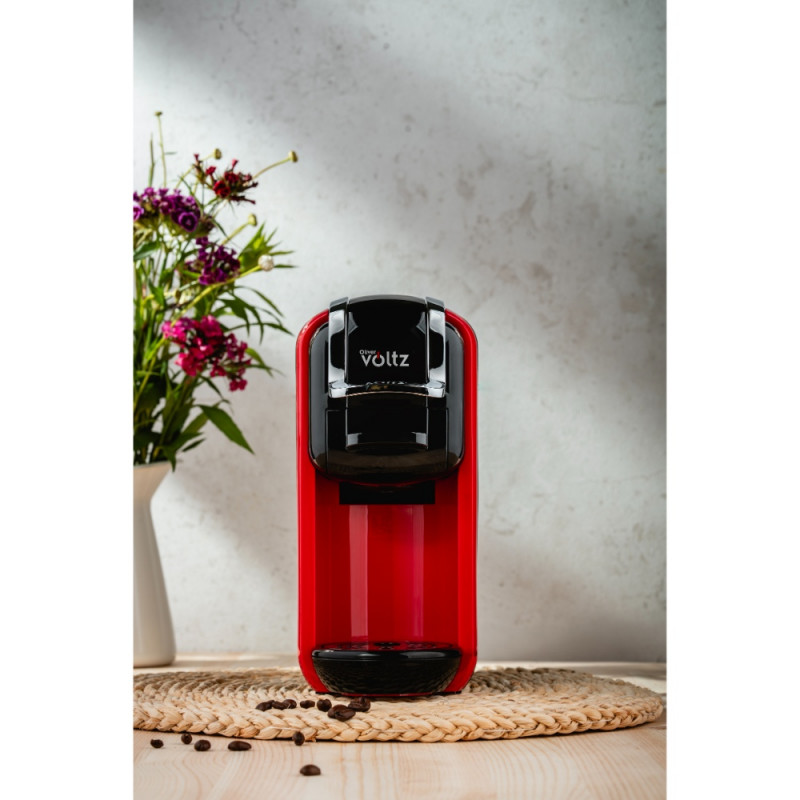 Espressor cafea macinata si capsule 8в1 Oliver Voltz OV51171B5, 1450W, 19 bar, Negru/Rosu