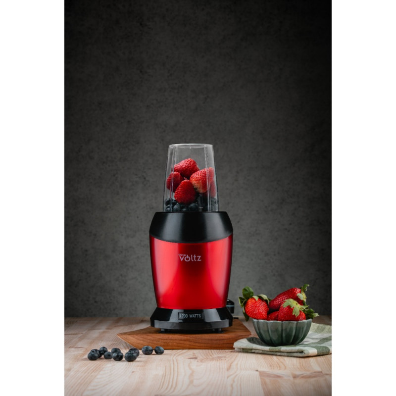 Nutri Blender Oliver Voltz OV51162DR, 1200 W, 2 pahare, Fara BPA, 1L/800 ml, Zdrobire gheata, Rosu