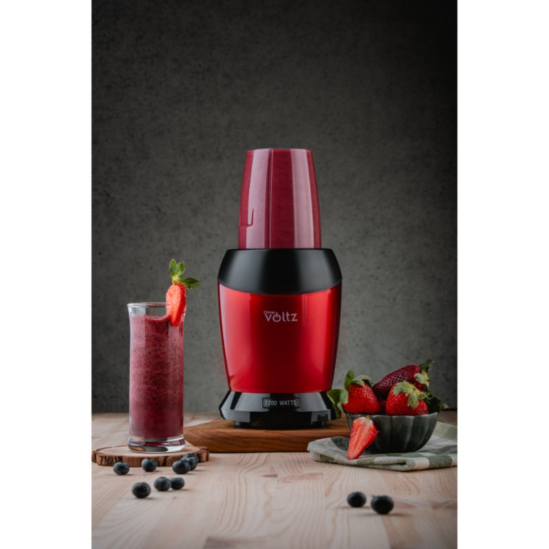 Nutri Blender Oliver Voltz OV51162DR, 1200 W, 2 pahare, Fara BPA, 1L/800 ml, Zdrobire gheata, Rosu