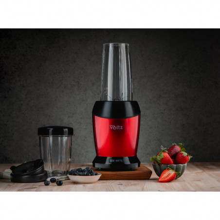 Nutri Blender Oliver Voltz OV51162DR, 1200 W, 2 pahare, Fara BPA, 1L/800 ml, Zdrobire gheata, Rosu
