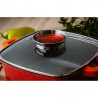 Oala cu dozator Voltz V54323B24A, Capac din sticla, 4,5 litri, 24 cm, Acoperre granit, Inductie, Rosu