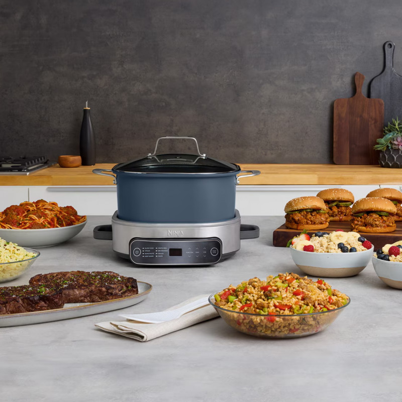 Multicooker Ninja MC1101EU, 1400W, 6 L, 8 programe, Timer, Manere si baza reci, Albastru