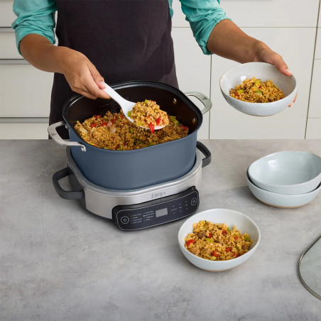 Multicooker Ninja MC1101EU, 1400W, 6 L, 8 programe, Timer, Manere si baza reci, Albastru