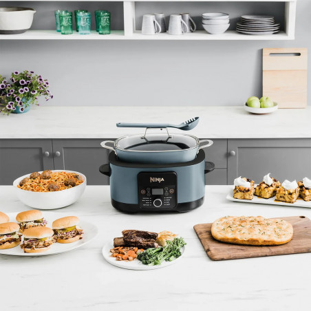 Multicooker Ninja Foodi PossibleCooker 8in1 MC1001EU, 1200W, 8 l, 8 programe, Acoperire ceramica, Timer, Triple Fusion Heat, Albastru/Negru