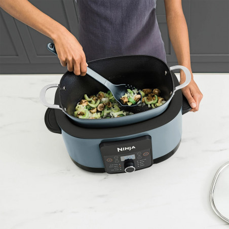 Multicooker Ninja Foodi PossibleCooker 8in1 MC1001EU, 1200W, 8 l, 8 programe, Acoperire ceramica, Timer, Triple Fusion Heat, Albastru/Negru