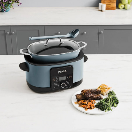 Multicooker Ninja Foodi PossibleCooker 8in1 MC1001EU, 1200W, 8 l, 8 programe, Acoperire ceramica, Timer, Triple Fusion Heat, Albastru/Negru