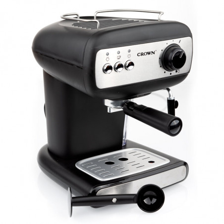 Espressoare Crown CEM-1525, 850W, 15 bar, 1.2 l, Încălzire cești, Abur, Rezervor mobil, Disc cremă, Negru