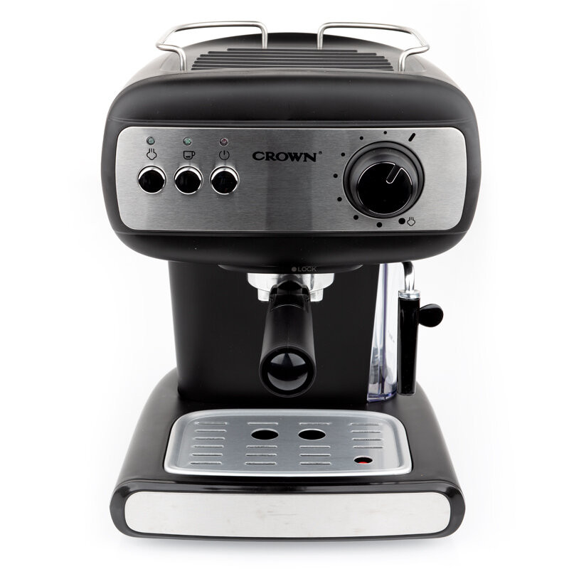 Espressoare Crown CEM-1525, 850W, 15 bar, 1.2 l, Încălzire cești, Abur, Rezervor mobil, Disc cremă, Negru