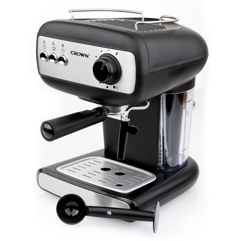 Espressoare Crown CEM-1525, 850W, 15 bar, 1.2 l, Încălzire cești, Abur, Rezervor mobil, Disc cremă, Negru