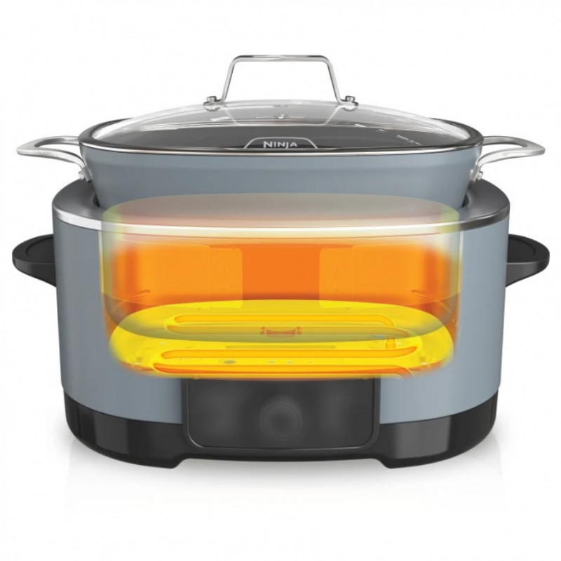 Multicooker Ninja Foodi PossibleCooker 8in1 MC1001EU, 1200W, 8 l, 8 programe, Acoperire ceramica, Timer, Triple Fusion Heat, Albastru/Negru