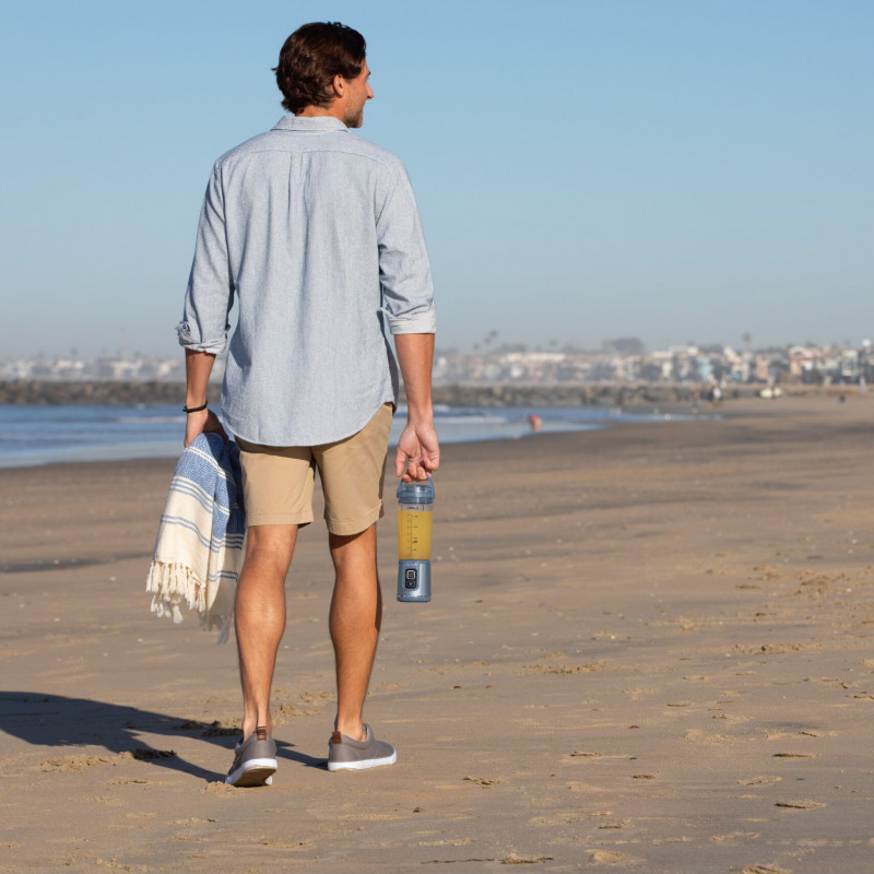 Blender portabil Ninja Blast BC151EUNV, 7,4 W, 530 ml, 6 lame din otel, Zdrobire gheata, Pana la 10 cicluri, Fara BPA, USB-C, Albastru