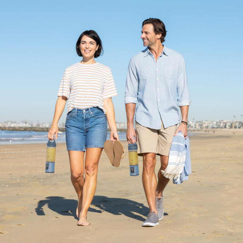 Blender portabil Ninja Blast BC151EUNV, 7,4 W, 530 ml, 6 lame din otel, Zdrobire gheata, Pana la 10 cicluri, Fara BPA, USB-C, Albastru