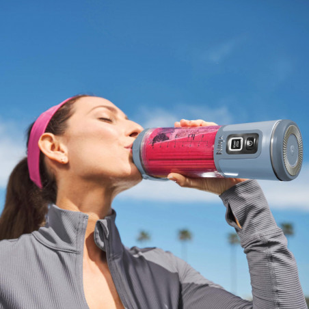 Blender portabil Ninja Blast BC151EUNV, 7,4 W, 530 ml, 6 lame din otel, Zdrobire gheata, Pana la 10 cicluri, Fara BPA, USB-C, Albastru