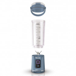 Blender portabil Ninja Blast BC151EUNV, 7,4 W, 530 ml, 6 lame din otel, Zdrobire gheata, Pana la 10 cicluri, Fara BPA, USB-C, Albastru