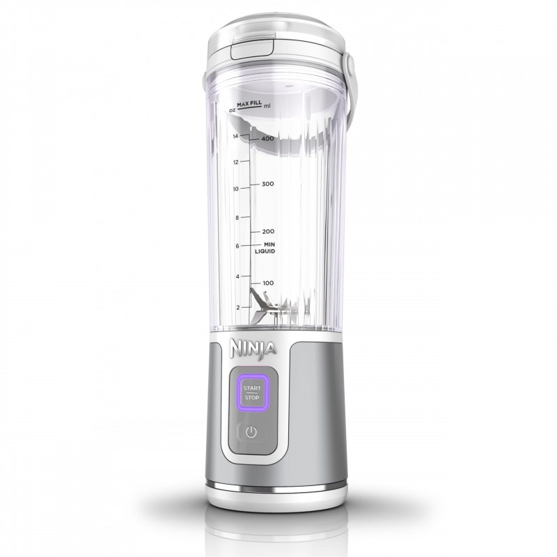 Blender portabil Ninja Blast BC151EUWH, 7.4W, 530 ml, Lama din otel cu 6 lame, Zdrobire gheata, Până la 10 cicluri, Fara BPA, USB-C, Alb
