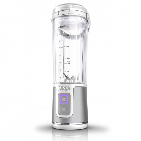 Blender portabil Ninja Blast BC151EUWH, 7.4W, 530 ml, Lama din otel cu 6 lame, Zdrobire gheata, Până la 10 cicluri, Fara BPA, USB-C, Alb