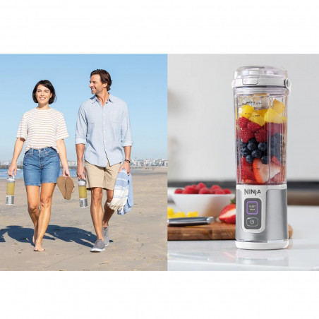 Blender portabil Ninja Blast BC151EUWH, 7.4W, 530 ml, Lama din otel cu 6 lame, Zdrobire gheata, Până la 10 cicluri, Fara BPA, USB-C, Alb