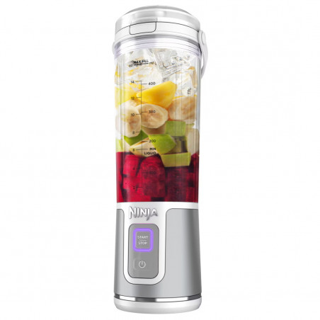 Blender portabil Ninja Blast BC151EUWH, 7.4W, 530 ml, Lama din otel cu 6 lame, Zdrobire gheata, Până la 10 cicluri, Fara BPA, USB-C, Alb