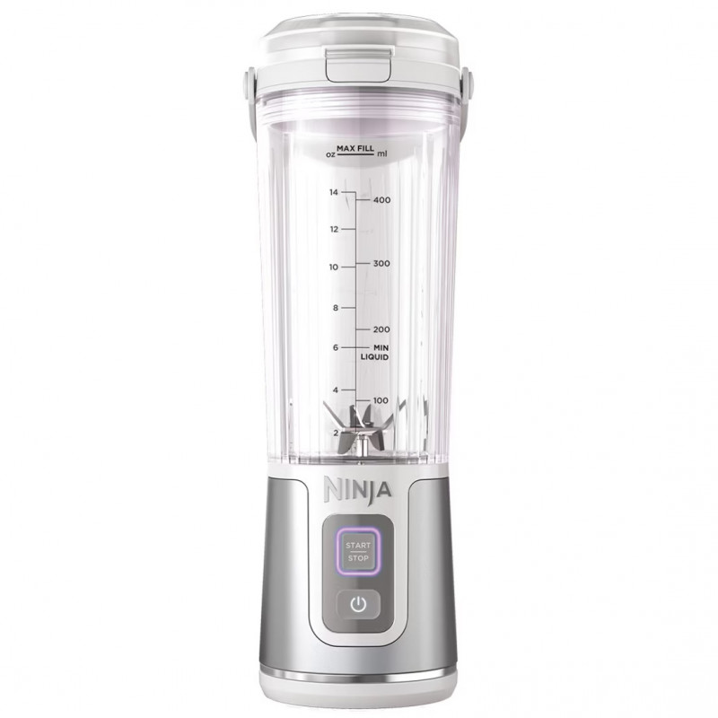 Blender portabil Ninja Blast BC151EUWH, 7.4W, 530 ml, Lama din otel cu 6 lame, Zdrobire gheata, Până la 10 cicluri, Fara BPA, USB-C, Alb