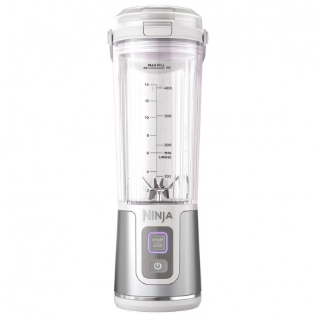 Blender portabil Ninja Blast BC151EUWH, 7.4W, 530 ml, Lama din otel cu 6 lame, Zdrobire gheata, Până la 10 cicluri, Fara BPA, USB-C, Alb