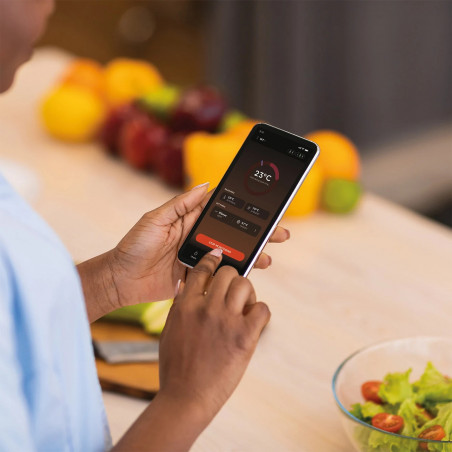 Termometru de bucătărie Ninja ProChef WP100EU, Bluetooth, aplicație mobilă, senzor de temperatură interioară și ambientală, până la 370C, negru/argintiu