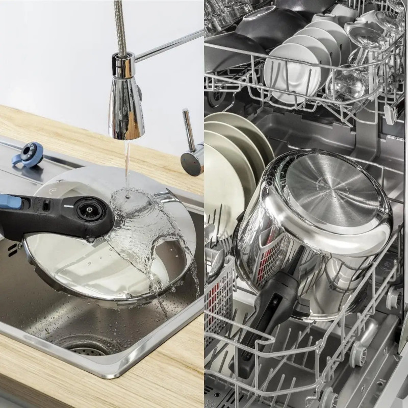 Oală sub presiune Tefal P2584301, 4/6 l, 2 moduri pentru legume și carne, Sistem de siguranță în 5 puncte, Fund cu trei straturi, Inducție, Crom