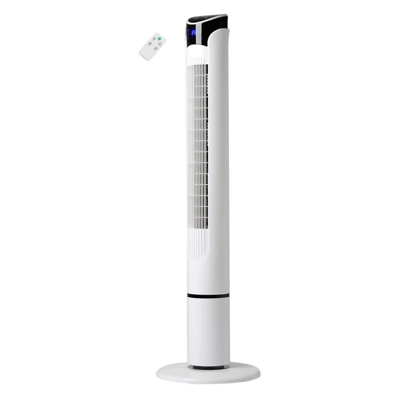 Ventilator Tower Elite ETTF-0332, 45W, 100 cm, Temporizator, 3 viteze, Afișaj LED, Telecomandă, Alb