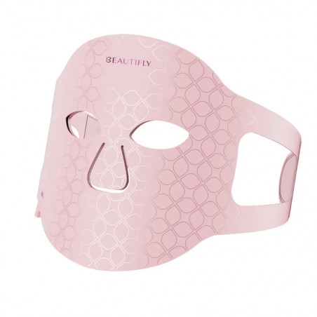 Mască de față pentru fototerapie Beautifly Aura Glam, 220 lumini LED, regenerare de colagen și efect anti-îmbătrânire, 3 intensități, răcire, USB-C, roz