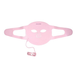 Mască de față pentru fototerapie Beautifly Aura Glam, 220 lumini LED, regenerare de colagen și efect anti-îmbătrânire, 3 intensități, răcire, USB-C, roz