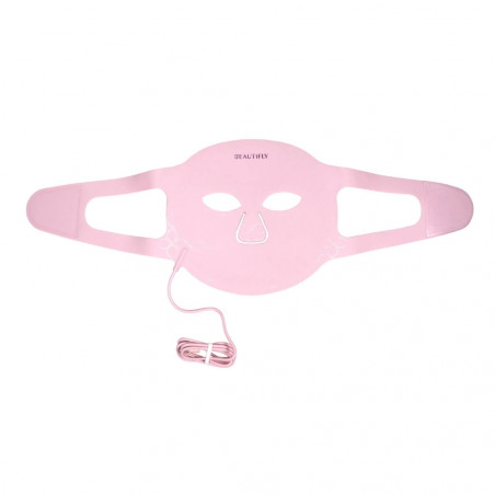 Mască de față pentru fototerapie Beautifly Aura Glam, 220 lumini LED, regenerare de colagen și efect anti-îmbătrânire, 3 intensități, răcire, USB-C, roz