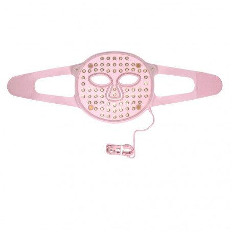 Mască de față pentru fototerapie Beautifly Aura Glam, 220 lumini LED, regenerare de colagen și efect anti-îmbătrânire, 3 intensități, răcire, USB-C, roz
